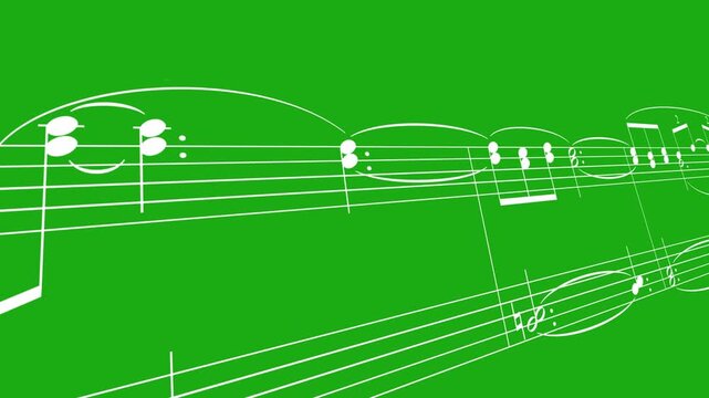 Musical notes and staff on green background in graphic design