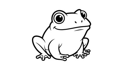 Obraz premium Cute Cartoon Frog Illustration Simple Line Art.