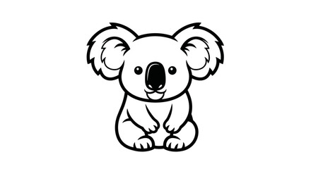 Cute cartoon koala illustration simple line art. © alvaro