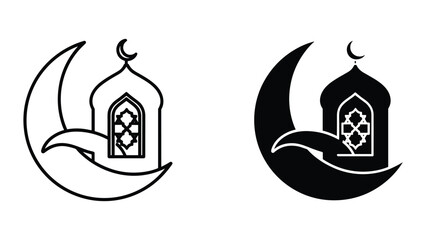 Obraz premium Islamic Crescent Moon and Star Symbols
