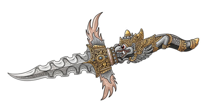 kris wavy blade traditional Indonesian dagger.