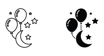 Whimsical Balloons and Moons Illustration © SHAHRIYAR RASEL