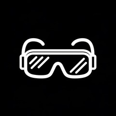 White safety goggles on black background.