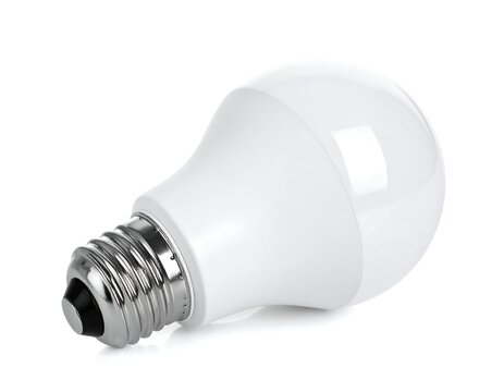 A white LED light bulb with a silver screw base