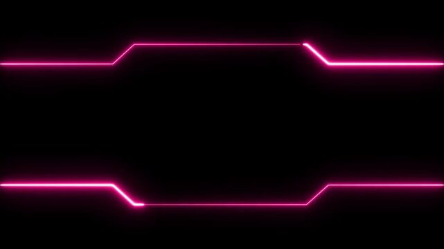 Glowing frame icon animation display. neon box footage shape round seamless border retro movement on black background