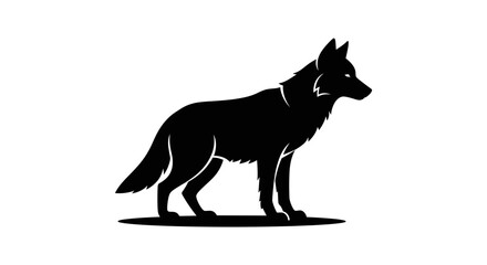 Silhouette of a Standing Wolf Facing Right.