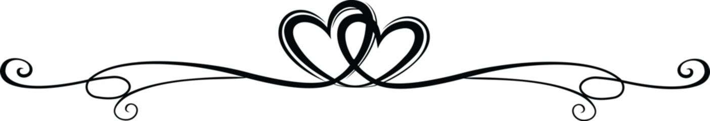 Interconnected Hearts Line Drawing Love Sign Vector Illustration