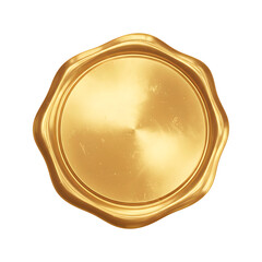 Blank golden wax seal stamp for certificate or document. Isolated on transparent background, png