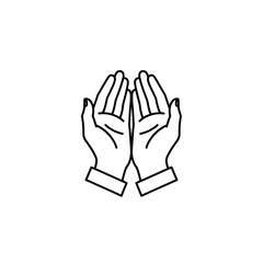 Obraz premium Ramadan Prayer Hands Outline Icon, ramadan, mosque icon, islamic icon, black and white, vector