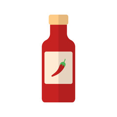 Hot sauce bottle spicy condiment flat color icon
