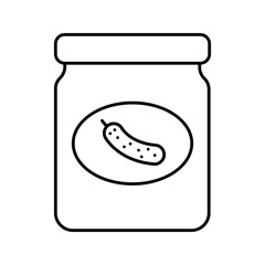 Pickle jar fermented cucumber food line art icon
