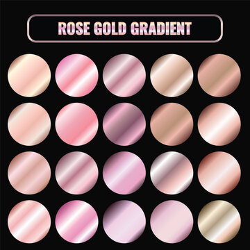 Metallic rose gold gradient collection. Vector rose gold foil texture. rose gold background set. Royalty free rose gold gradient colour
