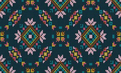 Seamless Ethnic Knitted Pattern with Geometric and Folk-Inspired Motifs