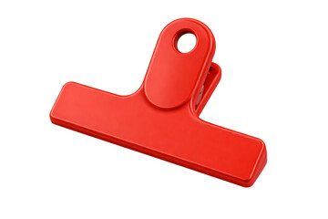 Red plastic clip with hole for hanging