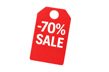 Discount sale tag with seventy percent off