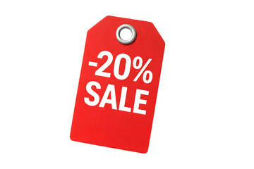 Red discount tag with 20 percent off sale