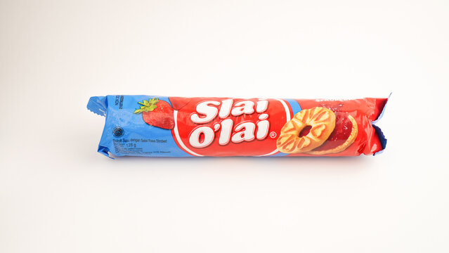 Slai Olai Strawberry jam biscuits on white background