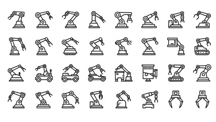 Naklejka premium Industrial robotic arms in various positions.
