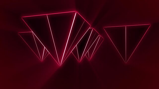 Abstract Neon Red Triangle Geometric Shape Tunnel Background Futuristic Sci Fi Technology Concept