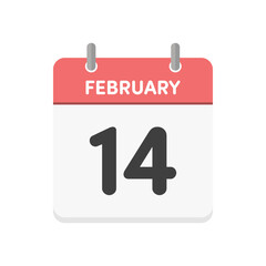 2月14日･FEBRUARY 14th の日めくりカレンダーアイコン -  2/14のシンプルな暦