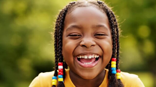 Child Tries to Stay Serious, Then Bursts Into Joyful Smile Loop