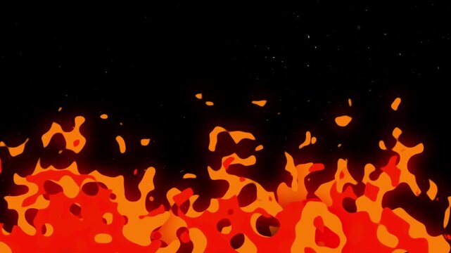 Stylized cartoon fire flames looping animation with vibrant orange and red colors. Ideal for games, explainer videos, motion graphics, kids content, and animated overlays.