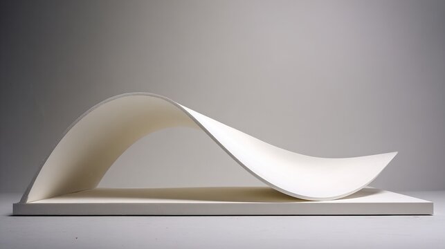 maquette. A white plaster architectural model with a parabolic curve. real-estate listings, architecture portfolios, designed for real-estate listing and luxury residence showcases.