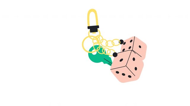 Cute Dice Keychain With Key