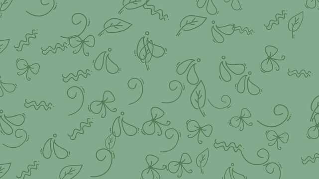 Background with leaf and squiggle drawings perfect for naturethemed designs, invitations, stationery, and ecofriendly branding projects. Versatile and eyecatching.