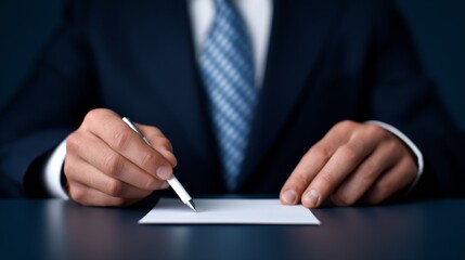 Ethical Leadership Under Pressure concept. HR Officer Crafting Exit Letter for Unethical Executive in Corporate Office Environment