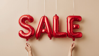 Bold Red Sale Balloons on Clean Background