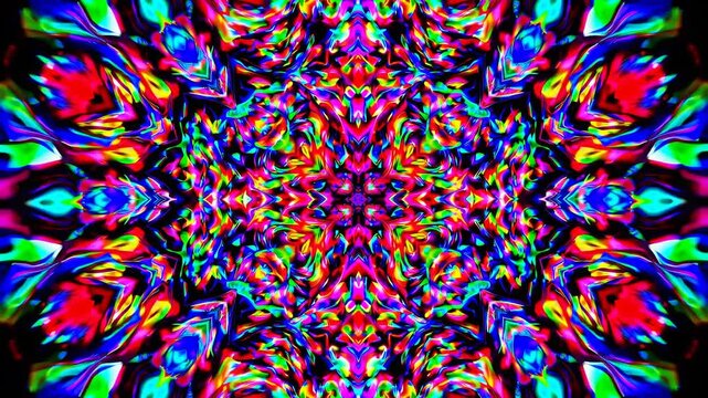 Vibrant kaleidoscope patterns unleash hypnotic symmetry and vivid color explosion