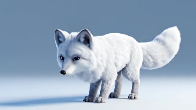 Arctic fox in winter environment against soft background