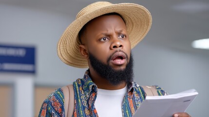 Candid moment of a traveler showing passport to official during a trip, casual outfit, natural expression, cinematic lighting, handheld camera angle, background shows border control booth, lifestyle