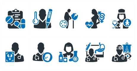 Fototapeta premium A set of 10 mix icons as prescription of medicine, flu, week immune system