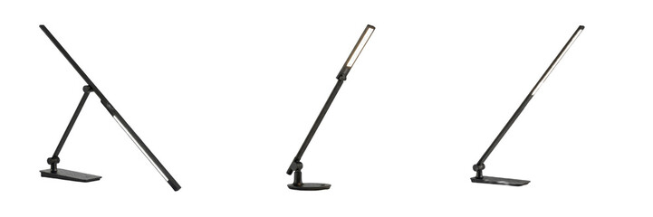 Set of Sleek Modern LED Desk Lamps with Adjustable Arm Isolated on White Background