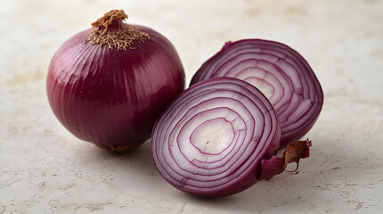 Red Onion Whole And Sliced Food Photography