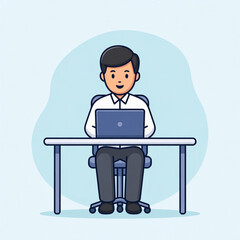 Professional businessman working on laptop at modern office desk