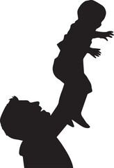 Father lifting baby silhouette vector illustration family love parenting bond