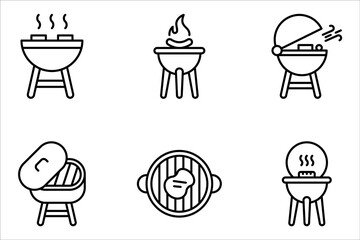 BBQ icon set. Grilling icon set. Grill bbq vector icon set. vector illustration on white background
