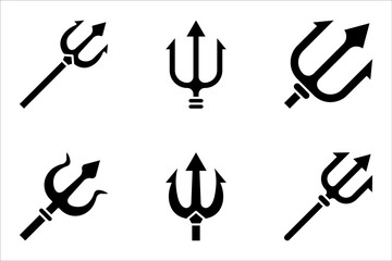 Trident icon set, logo flat design, vector illustration on white background