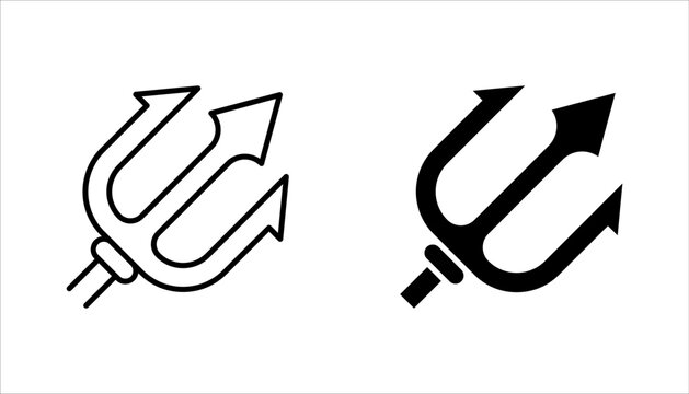 Trident icon set, logo flat design, vector illustration on white background