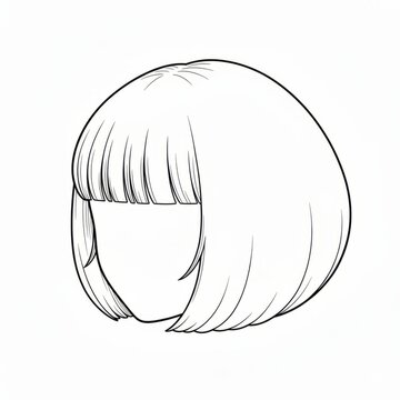 Bob Hairstyle with Straight Bangs Line Art Side Profile.