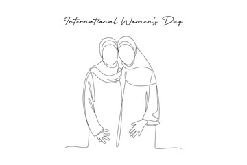 Obraz premium Female Friendship And Unity. International women’s day Concept. Single line draw design Video 4k. Footage graphic illustration