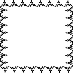 Fototapeta premium Decorative Leaf Frame Icon Featuring Symmetrical Black Border for Invitations, Certificates, and Artistic Design