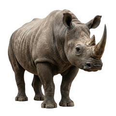 Obraz premium A white rhinoceros standing against a transparent background.
