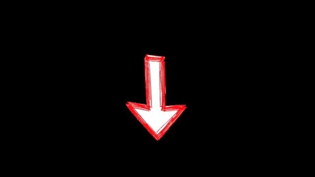 A hand-drawn red arrow pointing upwards with a gritty, brush-stroke texture on a black background
