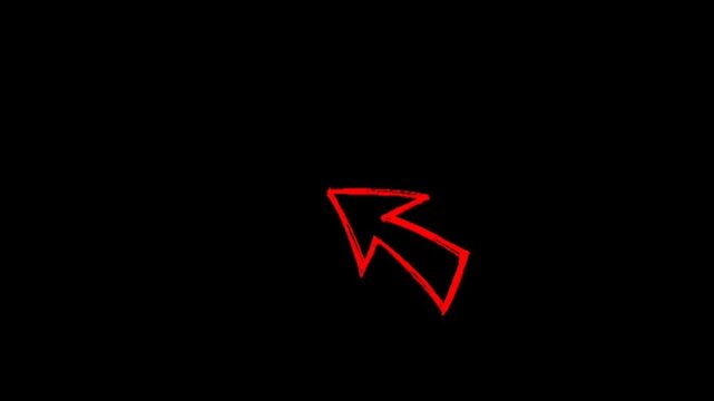 A hand-drawn red arrow pointing upwards with a gritty, brush-stroke texture on a black background