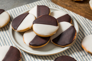 Homemade Sweet Black and White Crescent Cookies