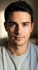 Obraz premium Portrait of a handsome young man with a gentle expression.